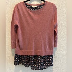 LOFT Pink and Black Layered Tunic Top